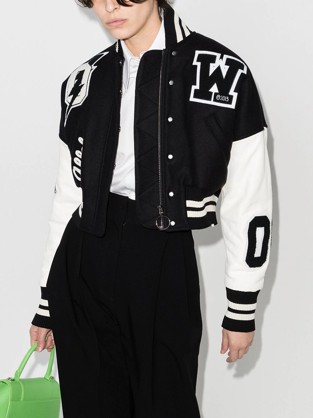 cropped varsity bomber jacket - 2