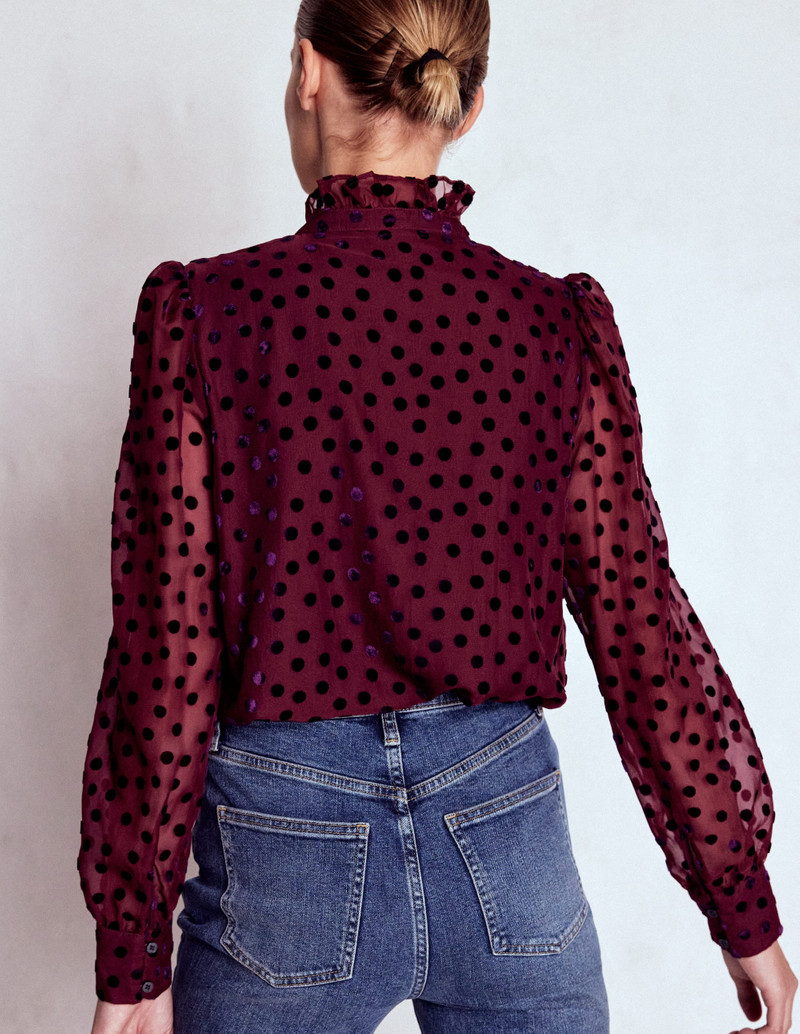 Sasha Devore Velvet Top-Deep Wisteria Spot 4