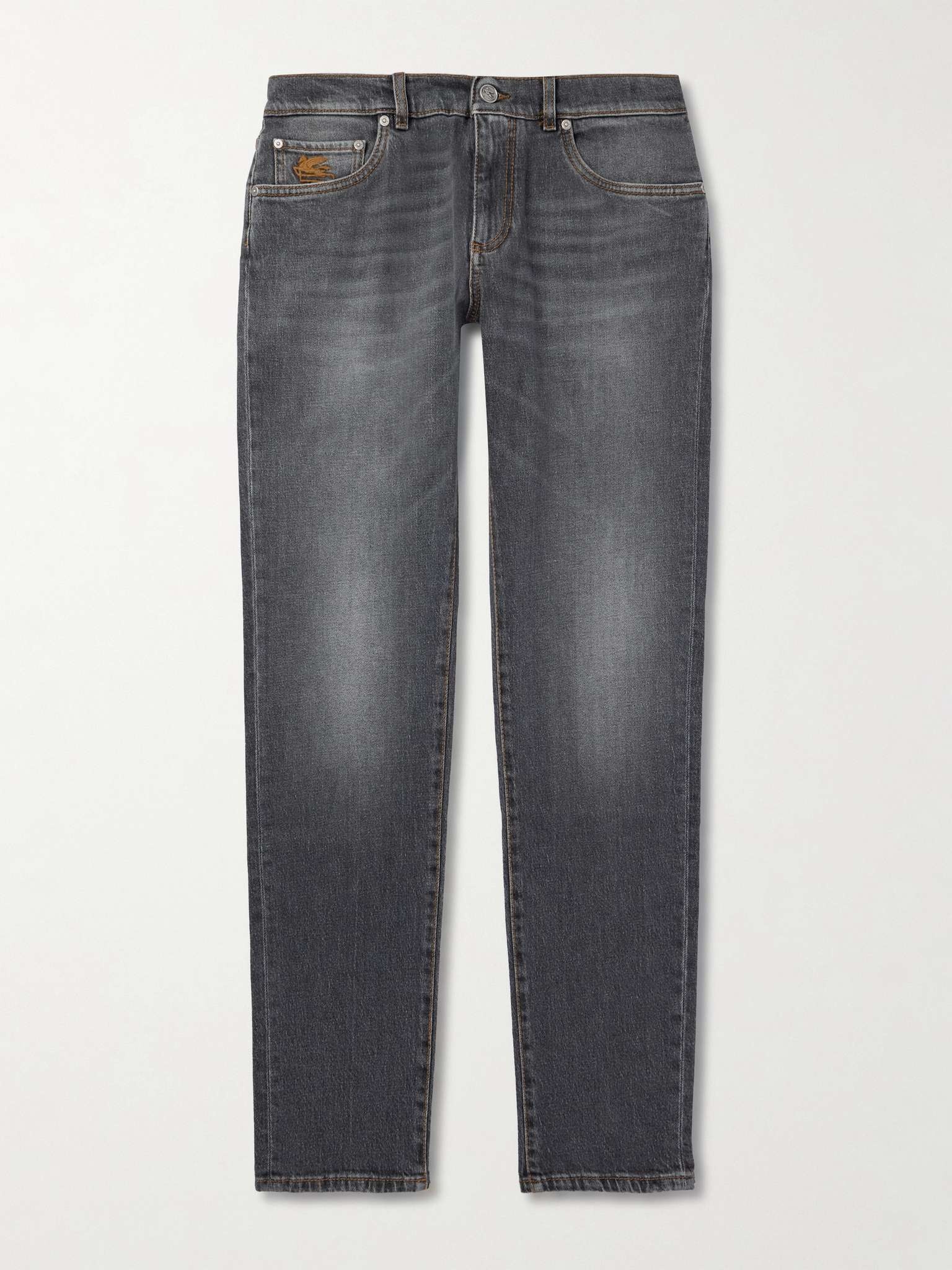 Slim-Fit Straight-Leg Logo-Embroidered Jeans - 1