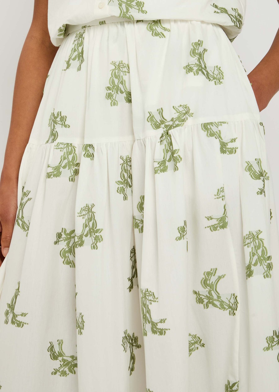 Erdem Embroidered Tiered Cotton-blend Midi Skirt - 5
