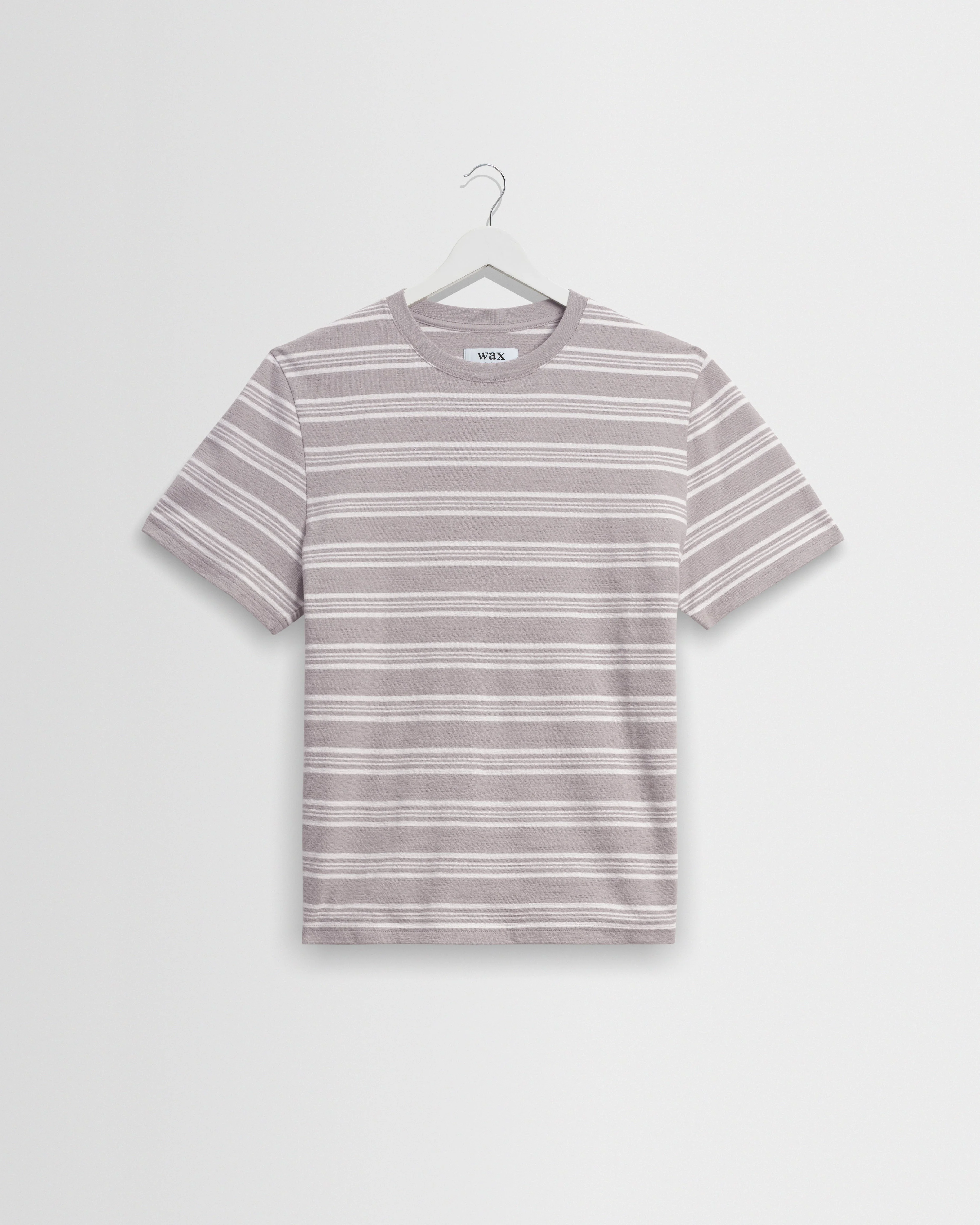 Dean - Taupe And Ecru Textured Stripe Organic Cotton T-Shirt - 1