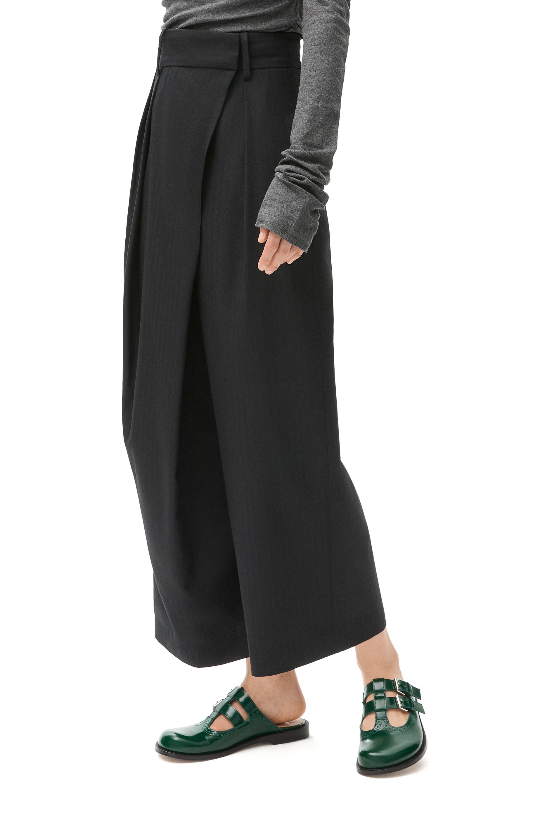 Cropped wrap trousers in wool - 3