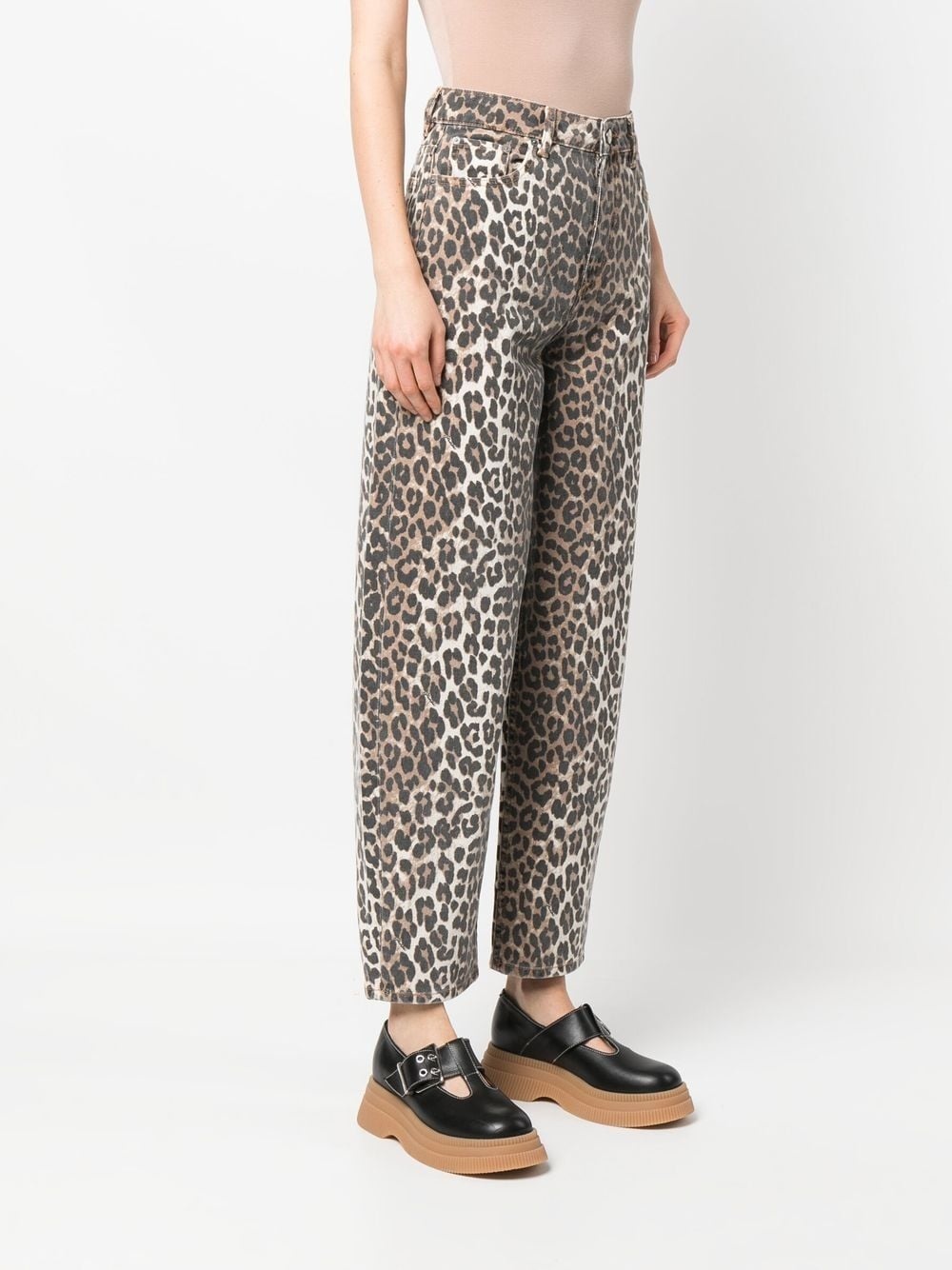 leopard-print tapered jeans - 3
