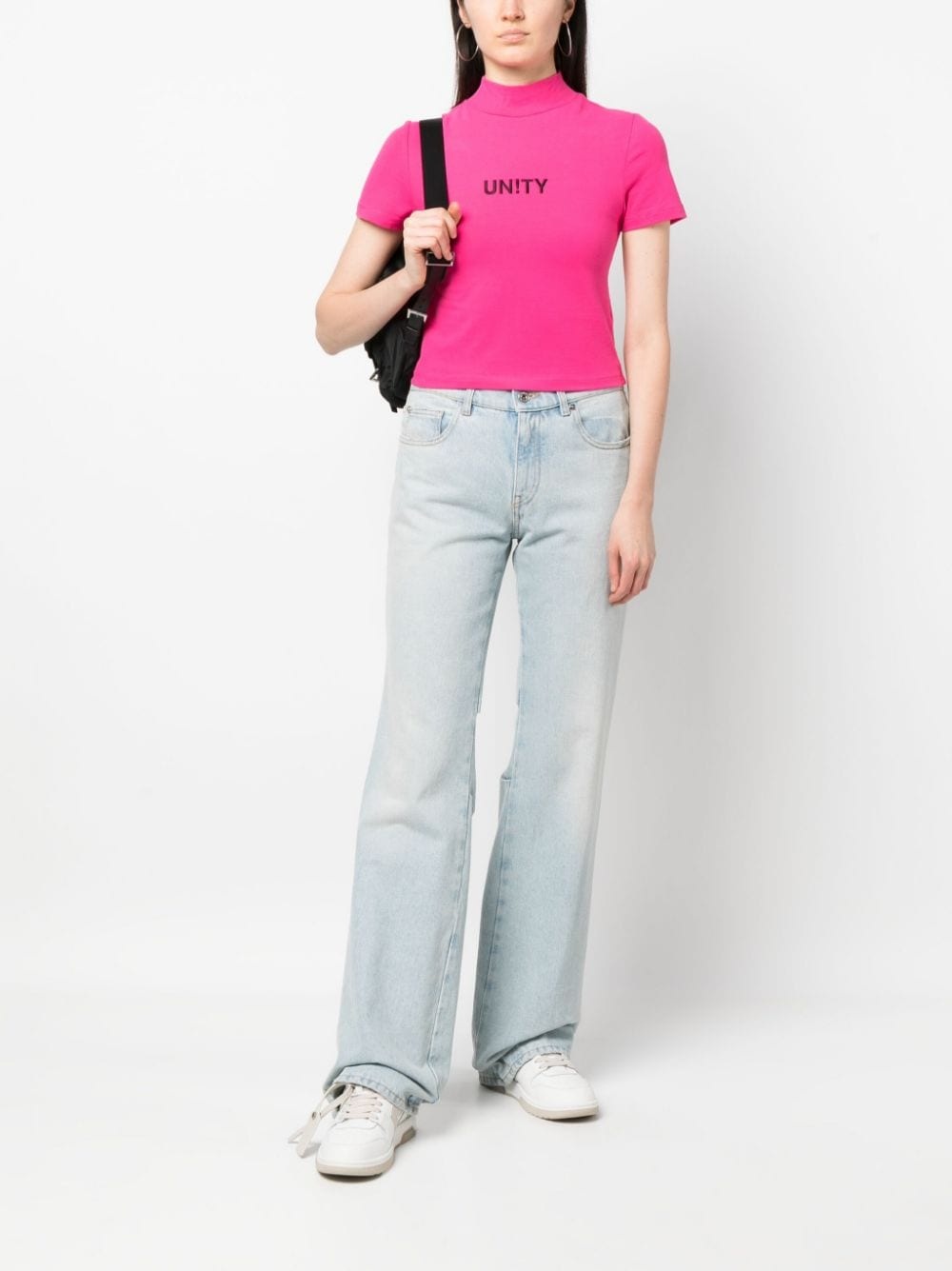 logo-print high-neck T-shirt - 2