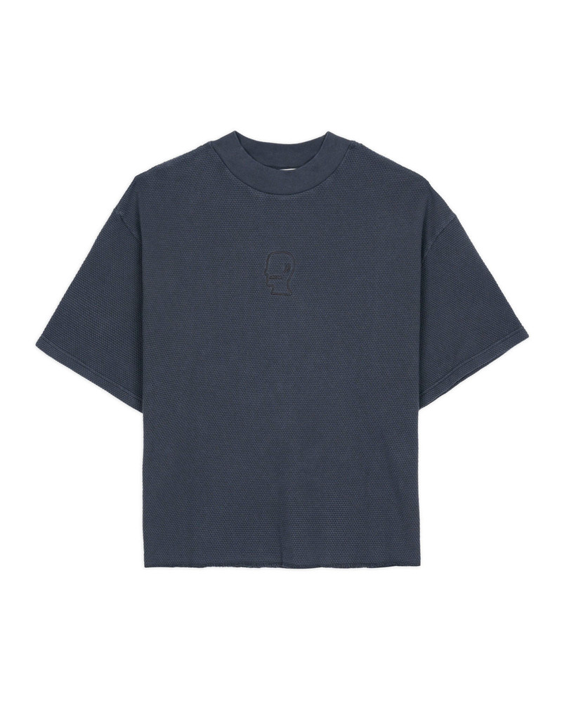 Boxy Thermal Mock Neck T-Shirt - Slate 1