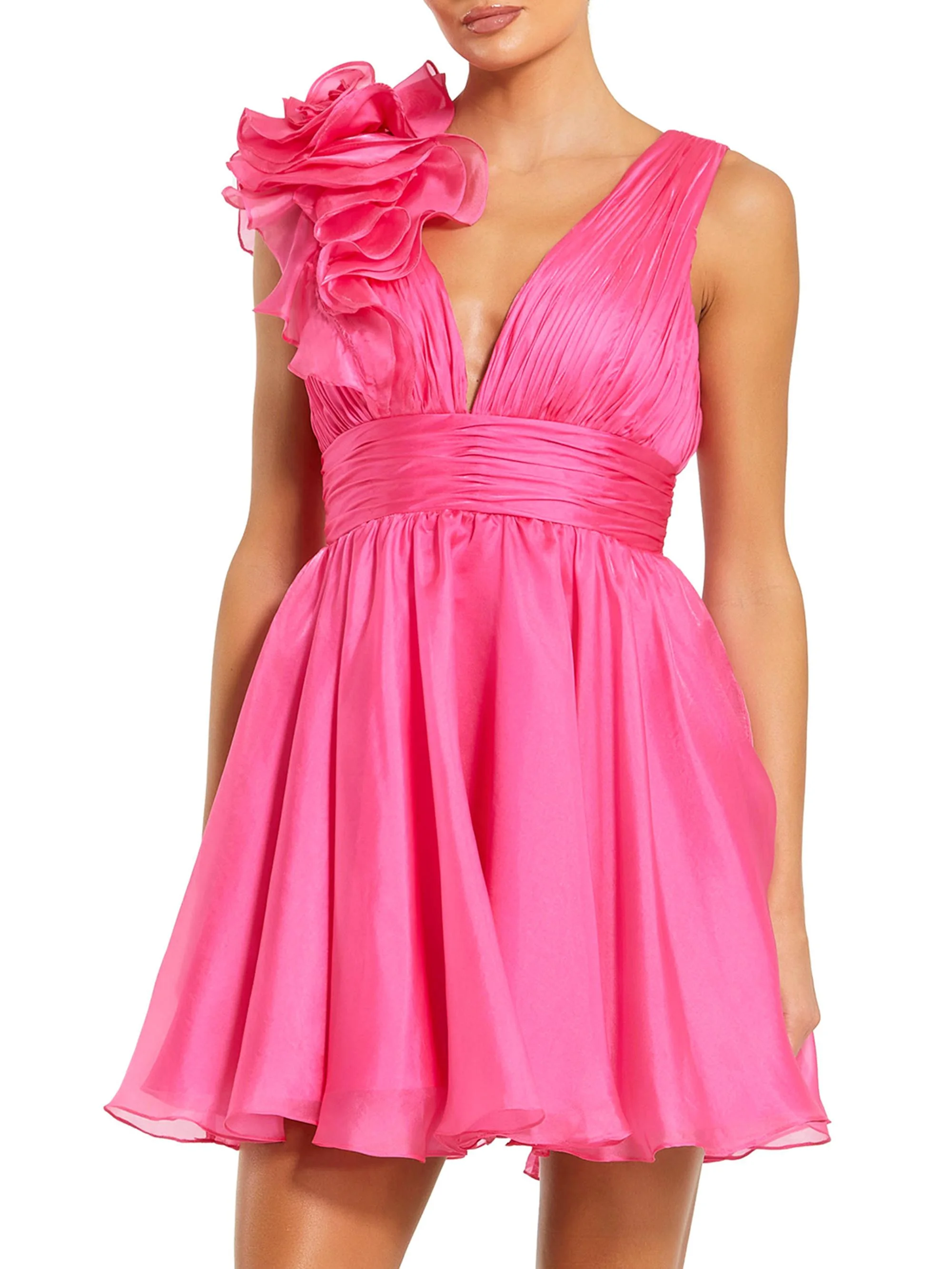 Women's Ruffle Shoulder Minidress - Hot Pink - 1
