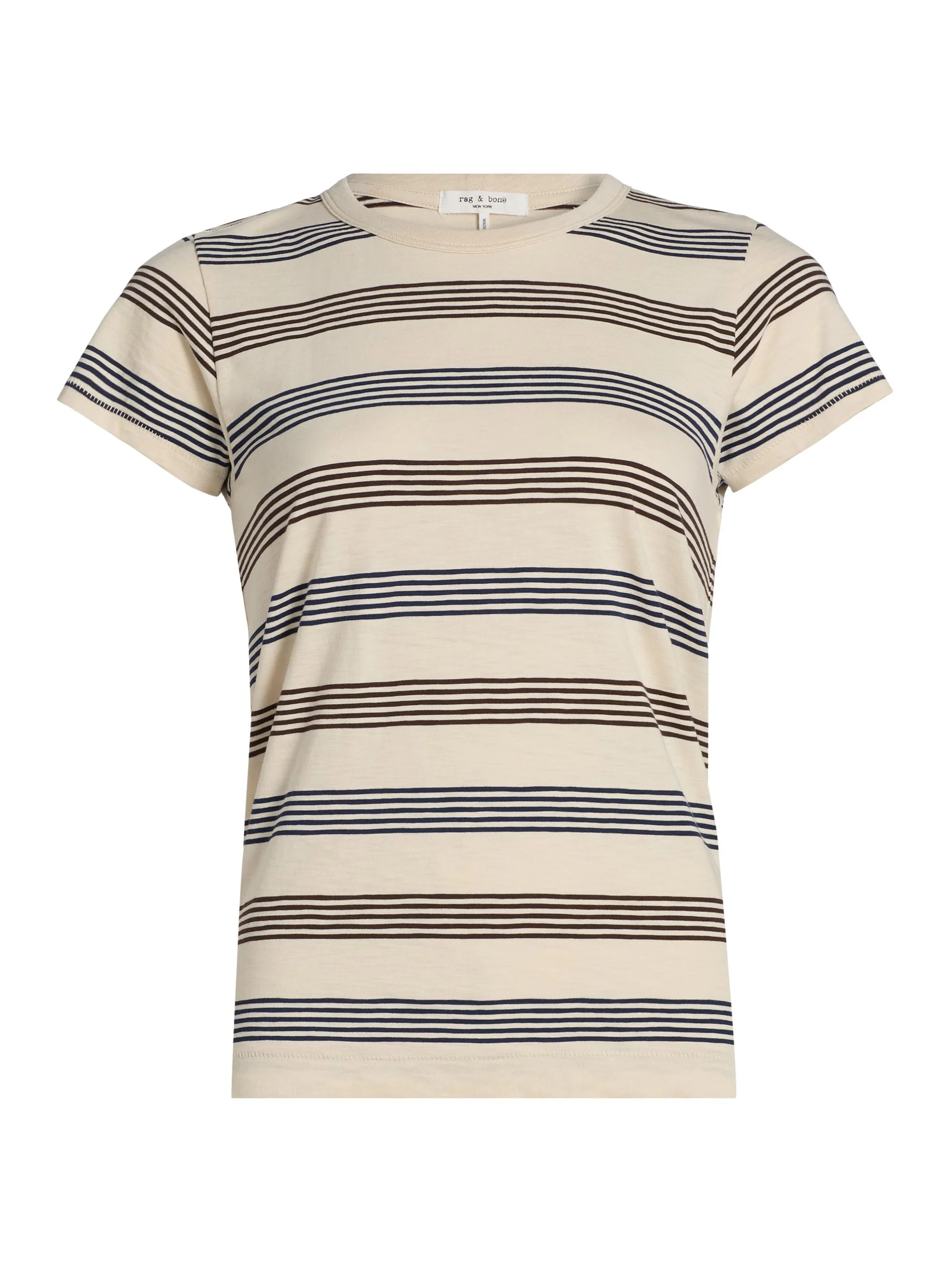 Women's The Slub Striped Cotton T-Shirt - Ivory Multi - 1