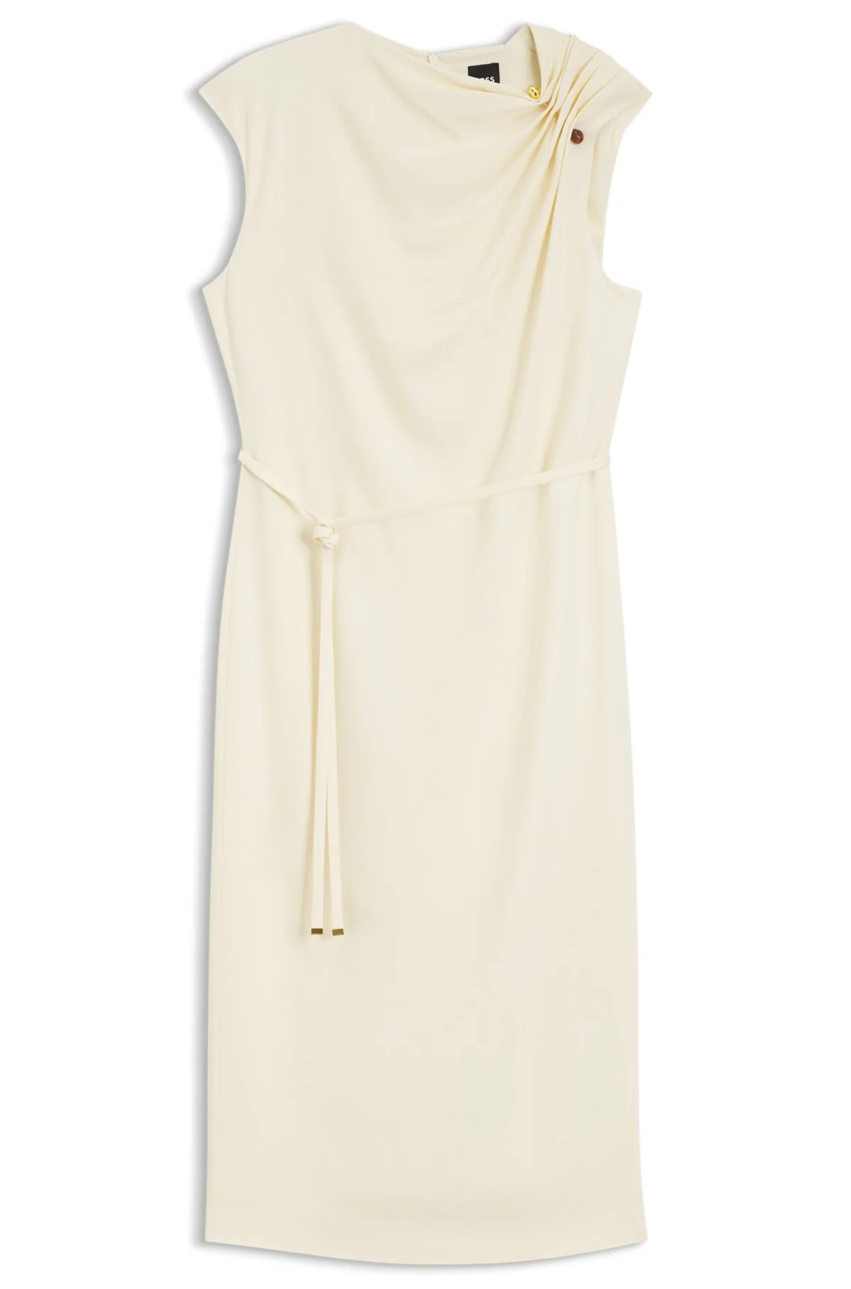MIDI-LENGTH DRESS WITH GATHERED SHOULDER DETAIL - 1