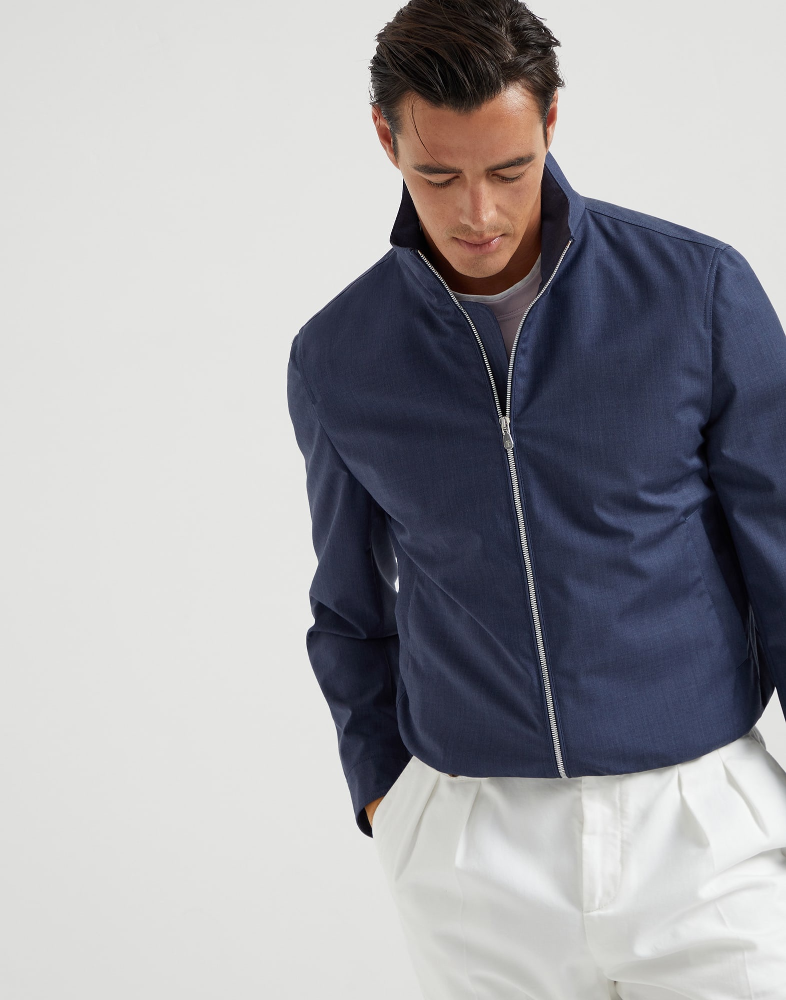 Bonded virgin wool fresco bomber jacket - 1