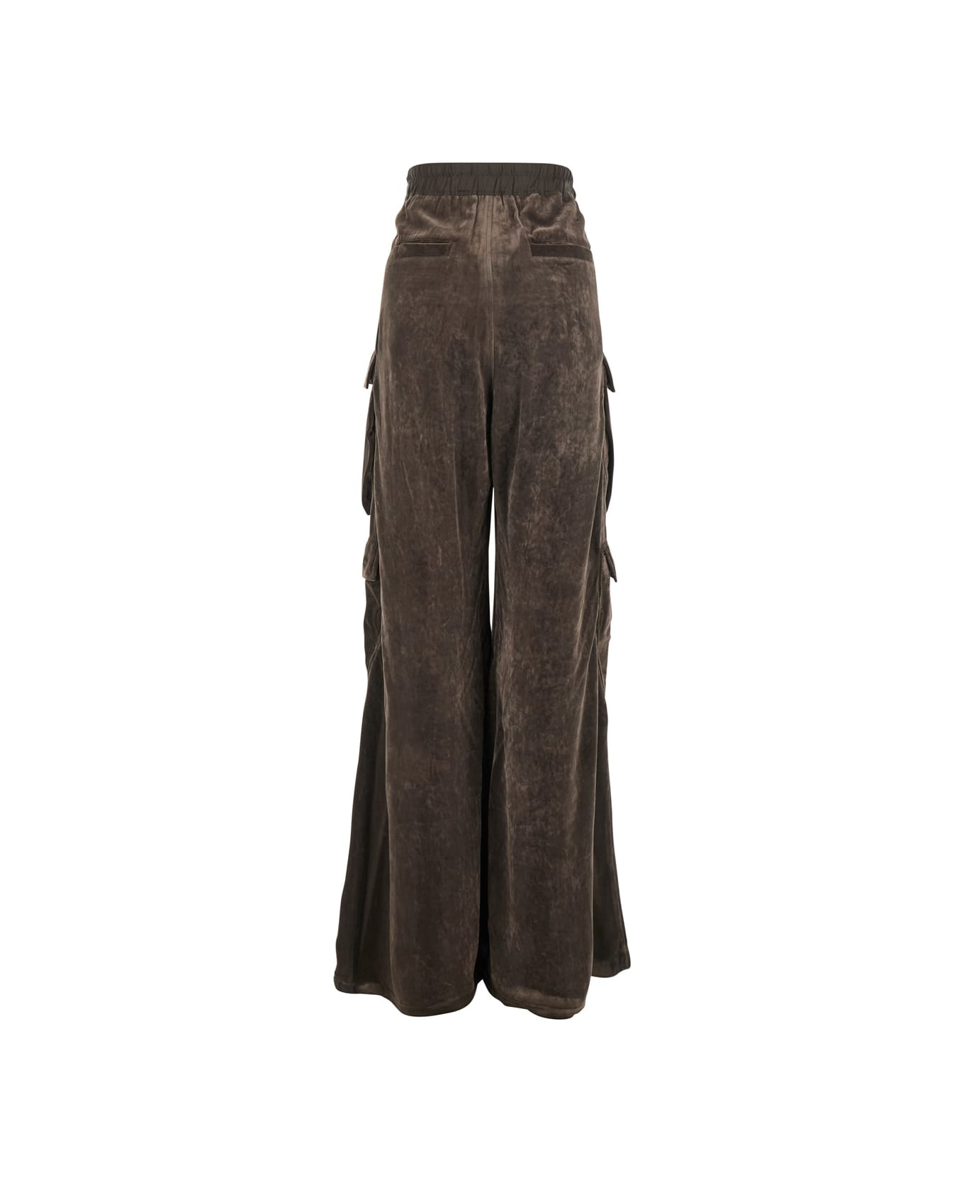 'cargo Belas' Brown Cargo Pants With Drawstring Waist And Cargo Pockets In Velvet Woman - 2