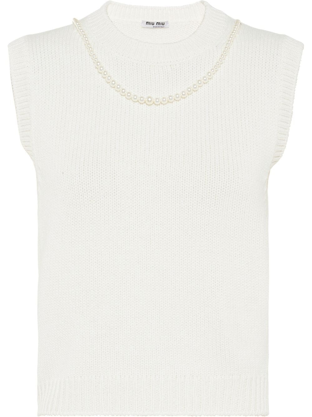 pearl-embellished knitted vest - 1