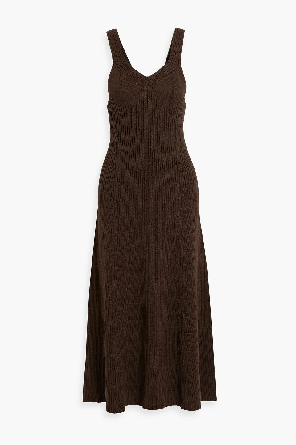 Ribbed cotton-blend midi dress - 1