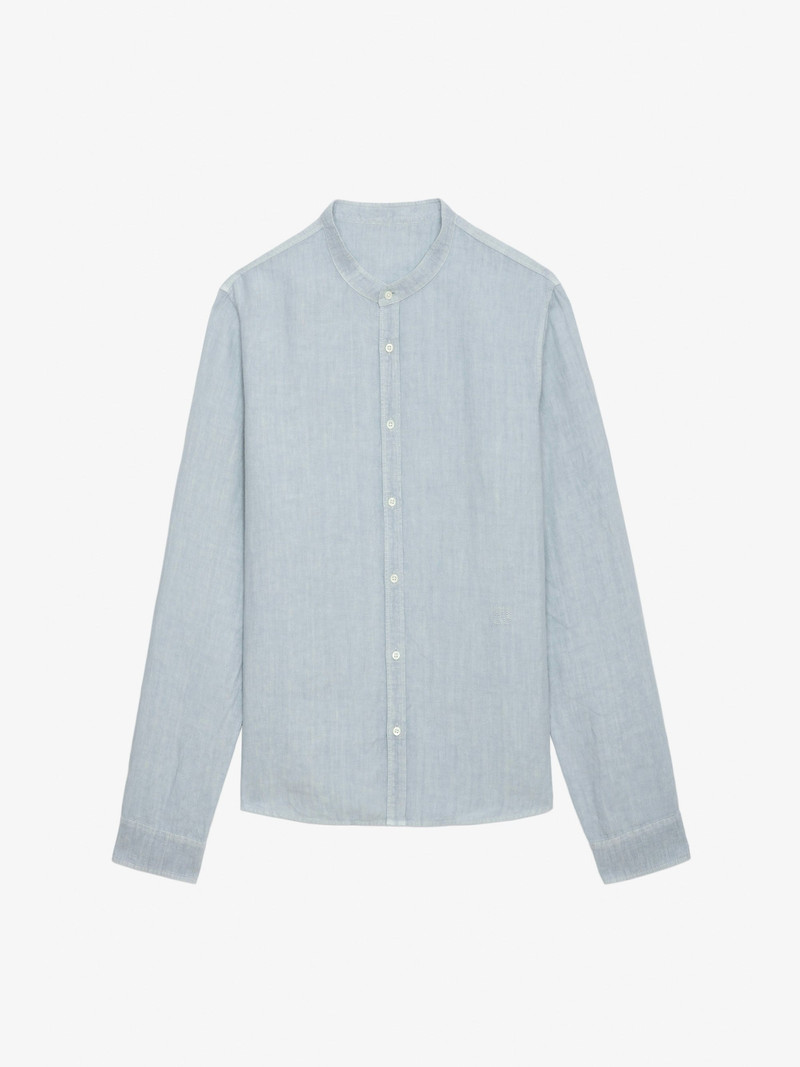 Stan Linen Band Collar Shirt - 1