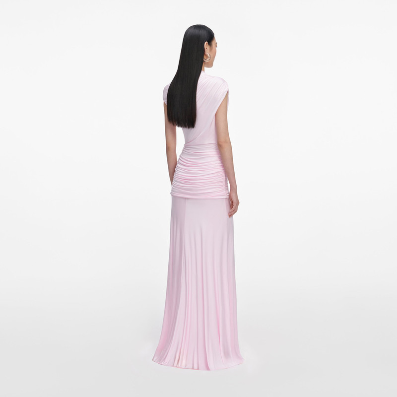 self-portrait Pink Jersey Draped Maxi Dress outlook