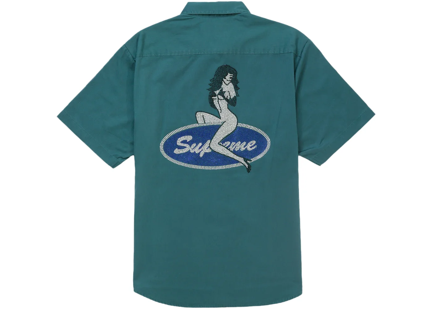 Supreme Rhinestone Pin Up S/S Work Shirt Green - 1