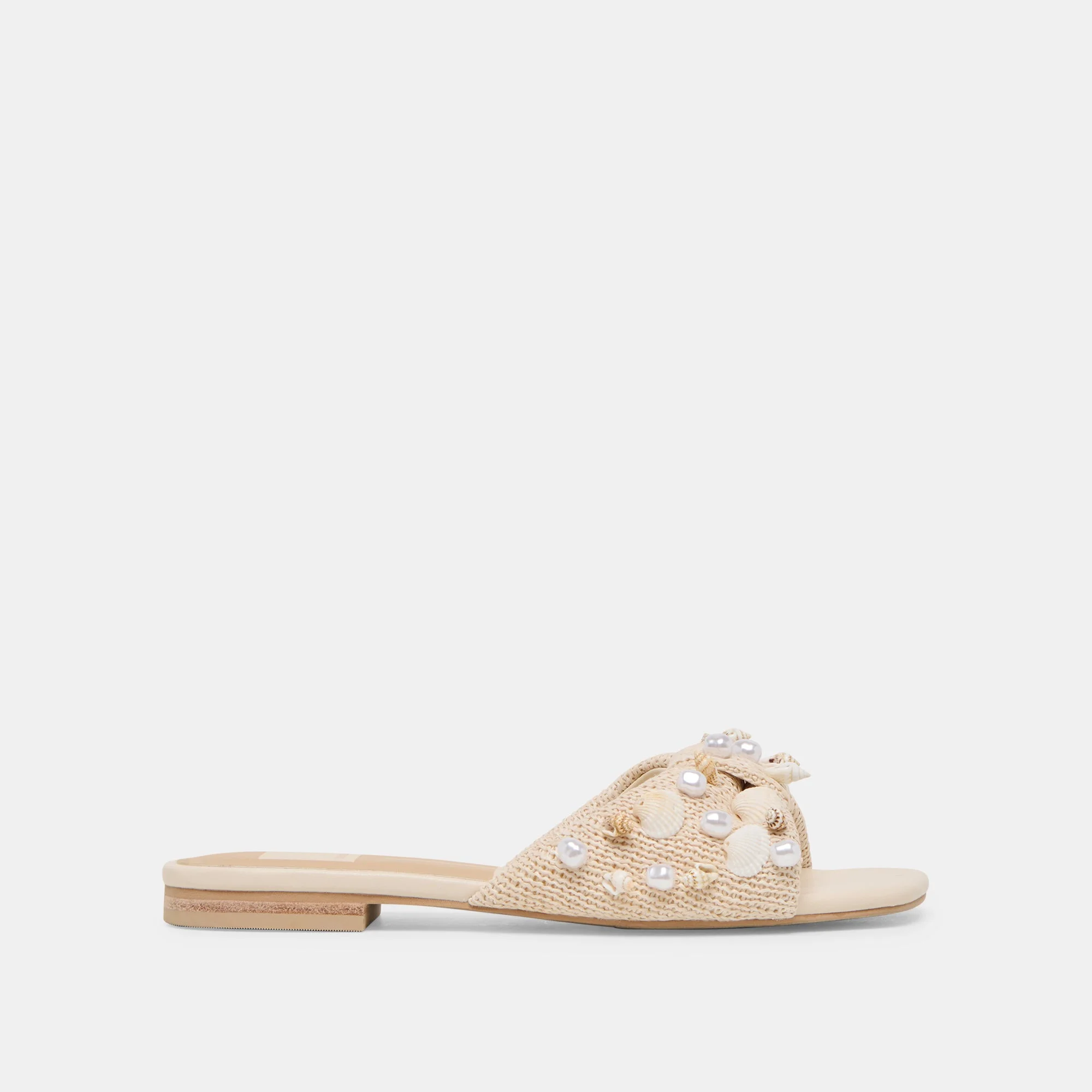 LIZZA SANDALS OATMEAL BEADED RAFFIA - 1