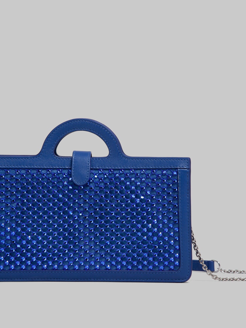 BLUE RHINESTONE TROPICALIA LONG WALLET WITH CHAIN STRAP - 5