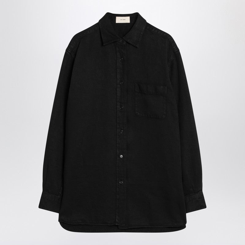 The Row Nesson black linen denim shirt - 1