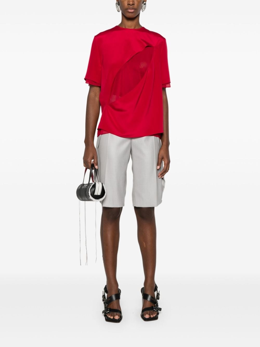 Slash cut-out silk blouse - 2