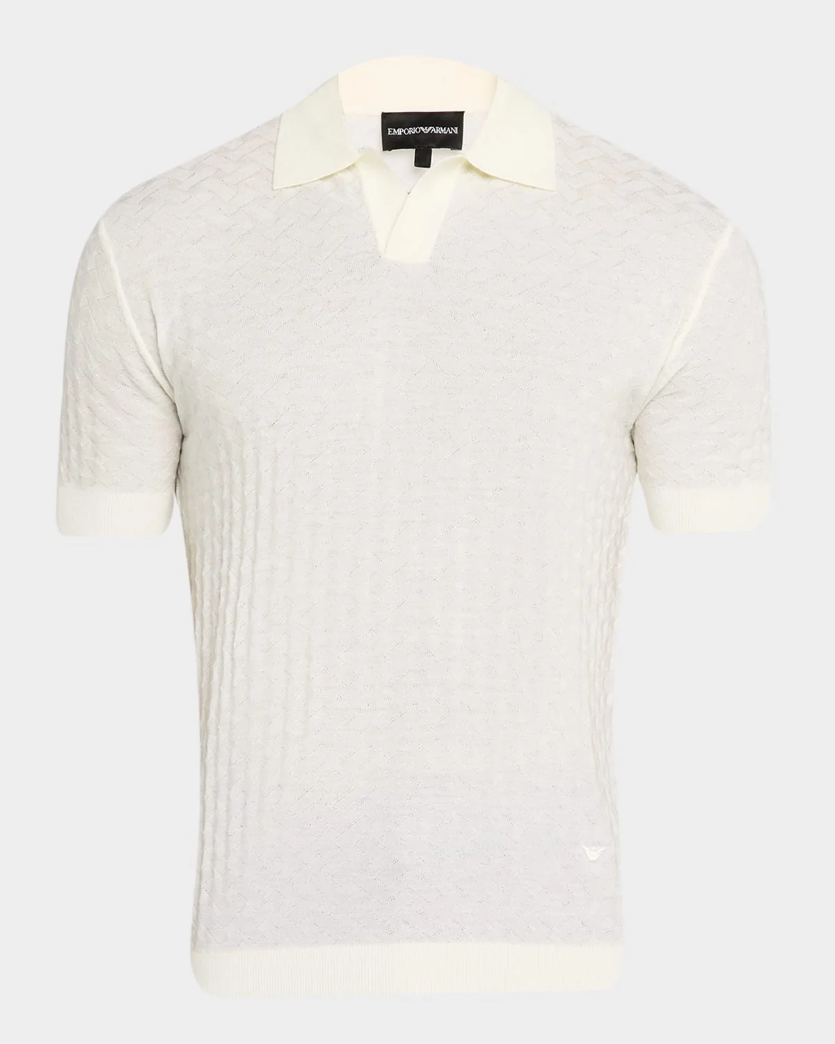 Men's Wool Basketweave Knit Polo Sweater - 1