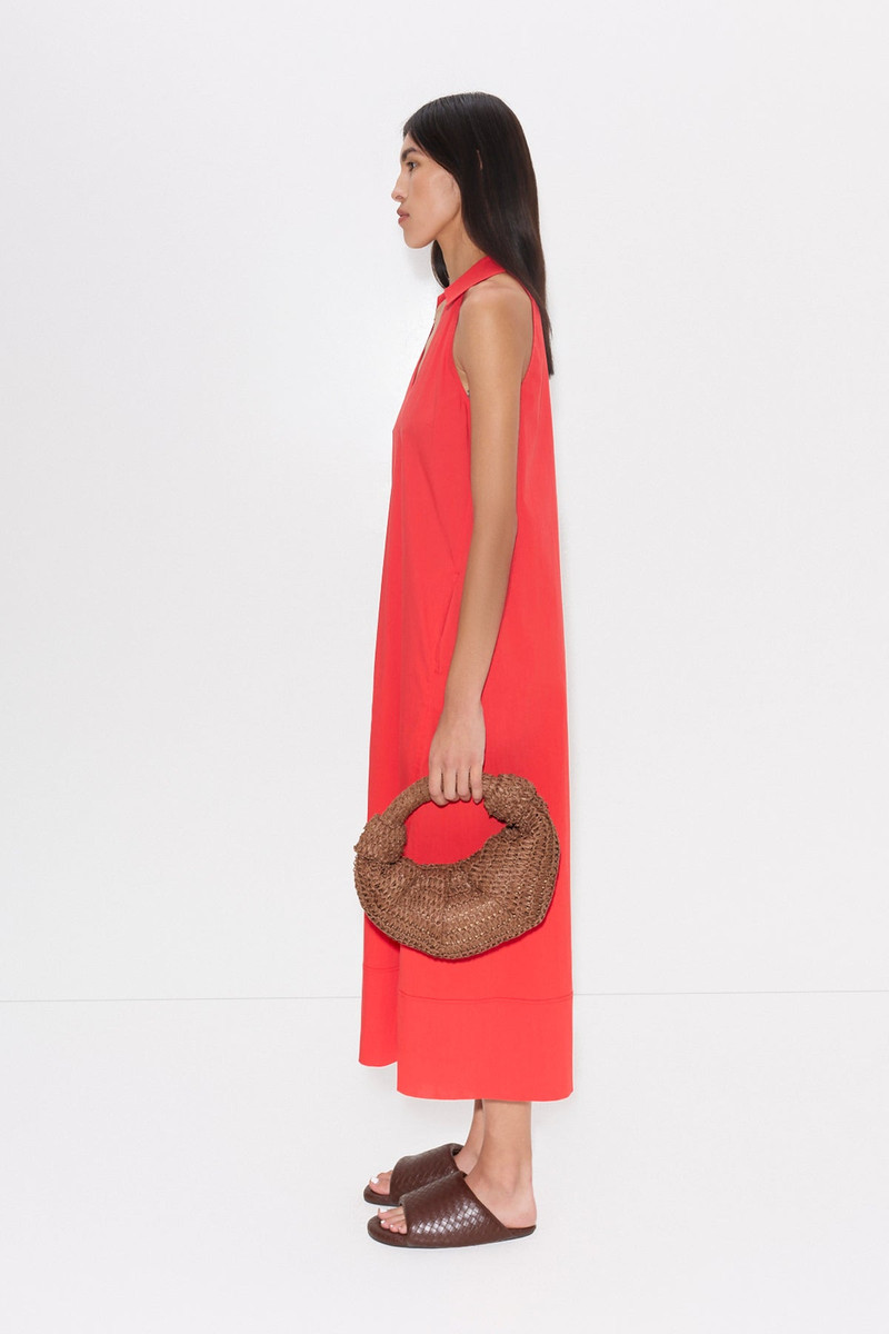 Nava Poplin Midi Dress in Cherry Red 3