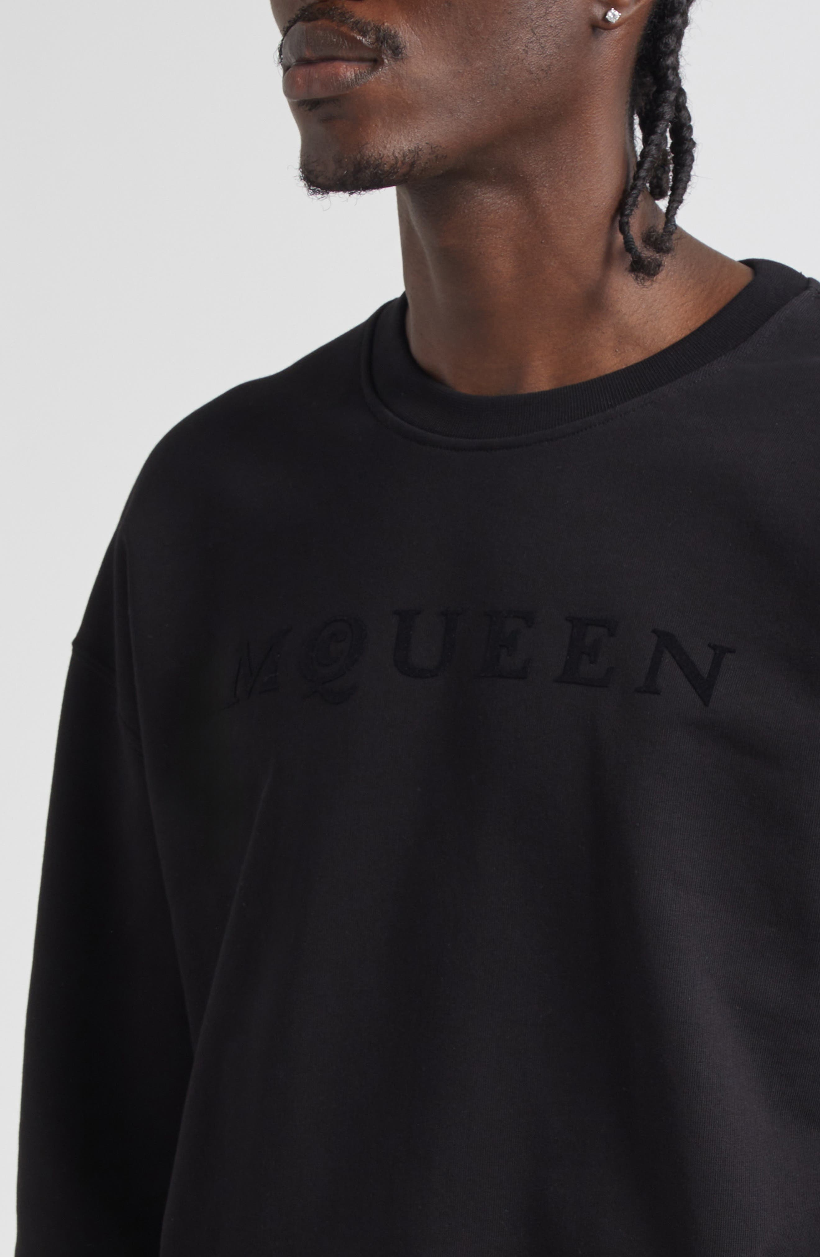 McQueen Logo Graphic French Terry Sweatshirt in Black /Black at Nordstrom - 5