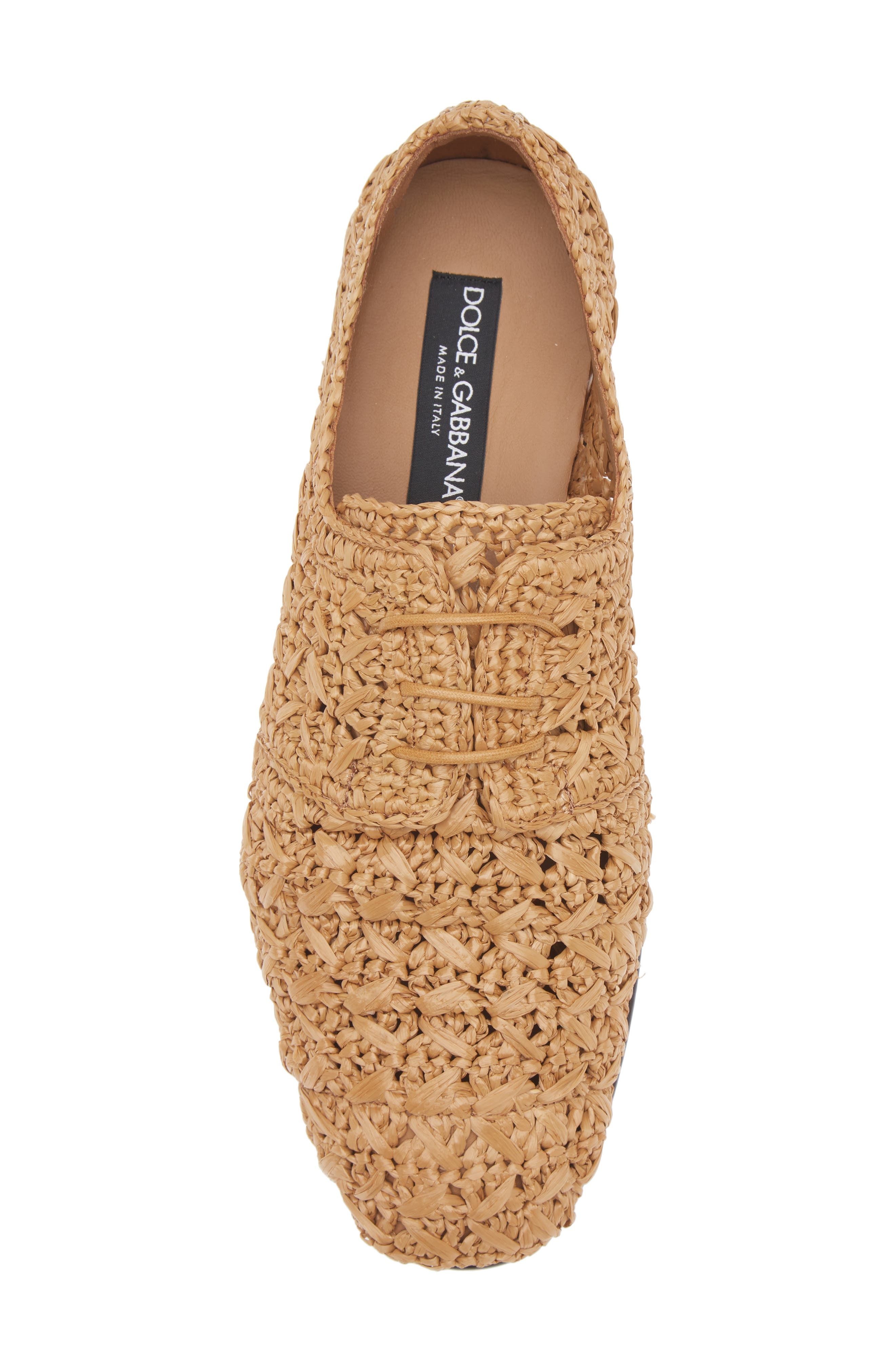Dolce&Gabbana Raffia Lace-Up Loafer in Naturale/Cammello at Nordstrom - 5