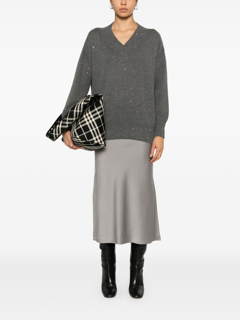 Brunello Cucinelli sequin-embellished V-neck jumper outlook
