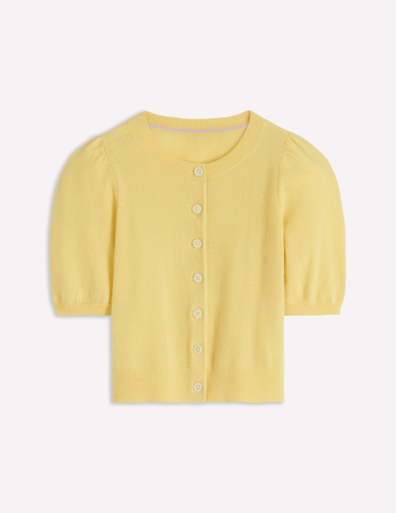 Cropped Cashmere Cardigan-Sandstone Yellow - 1