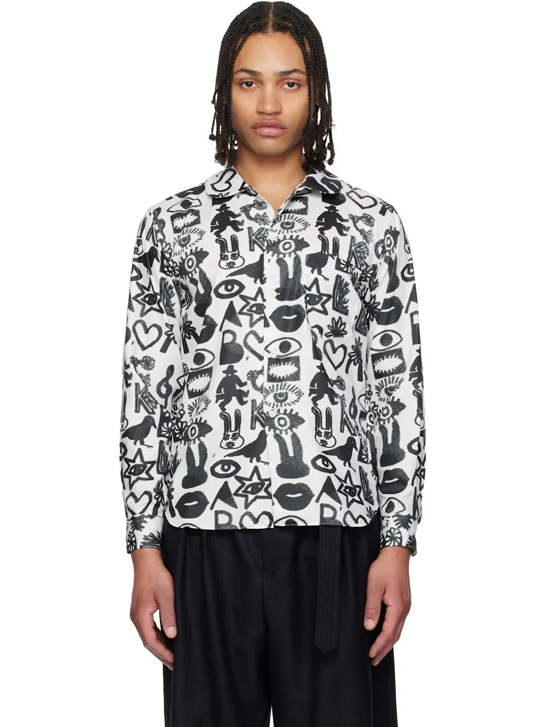 Black & White Broad Filip Pagowski Print Shirt - 1