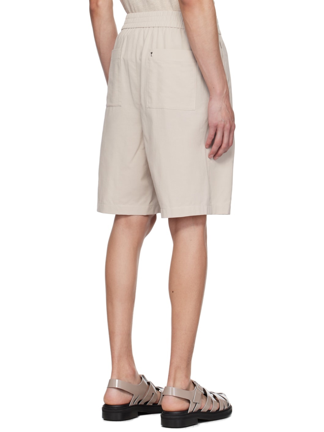Black Elasticized Waist Shorts - 3