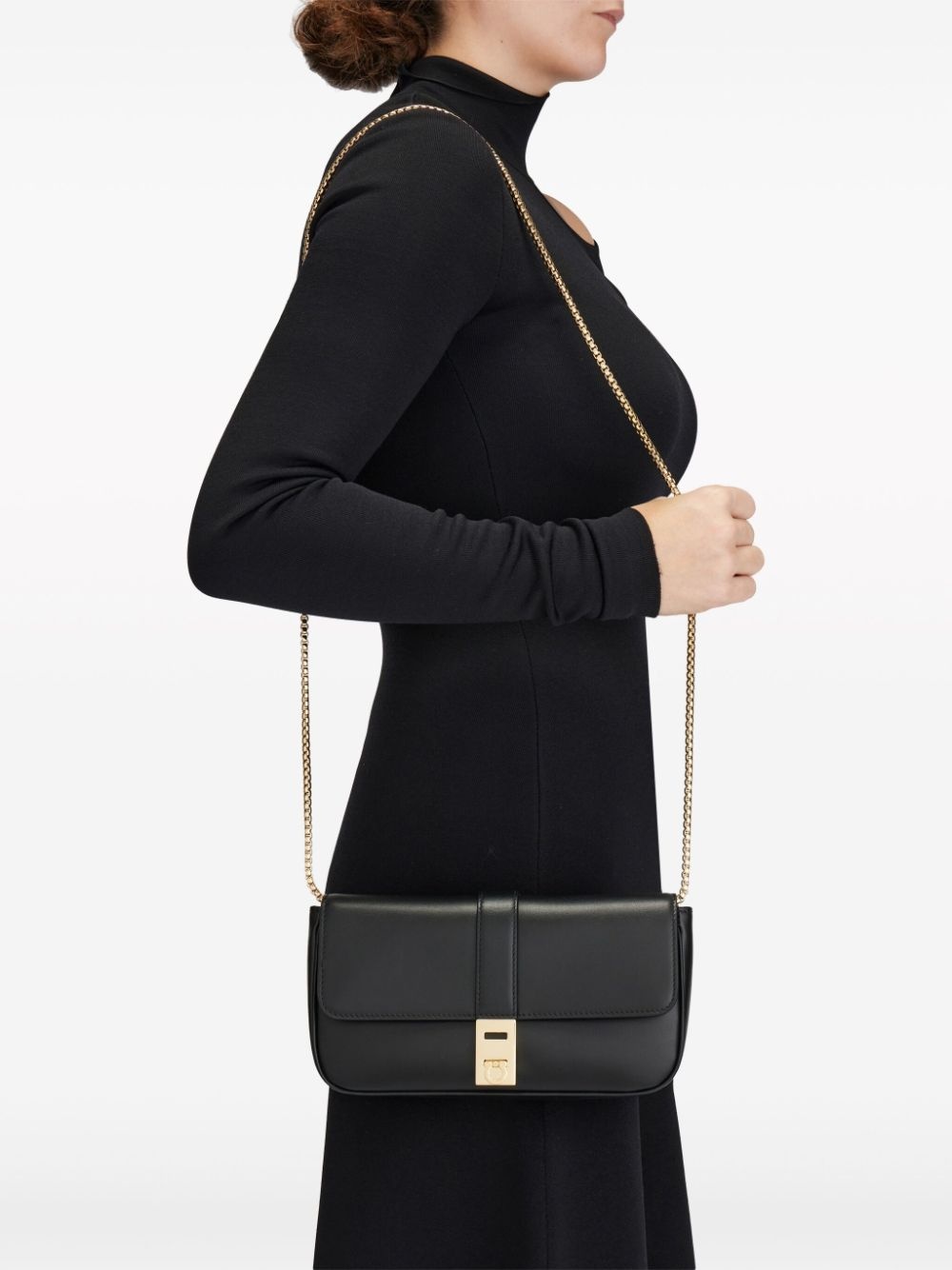 Gancini-plaque leather mini bag - 2