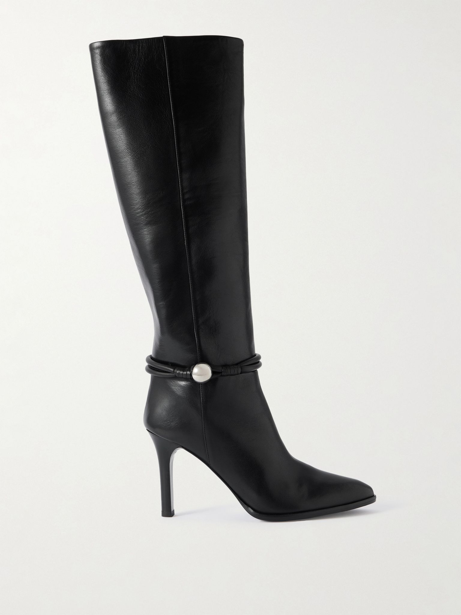 Ieva embellished leather knee boots Black - 1
