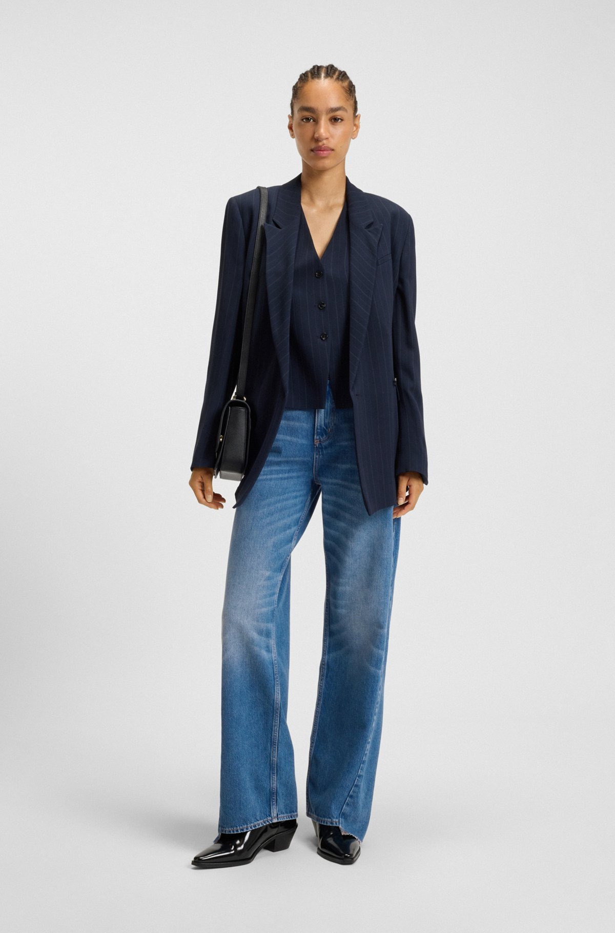 RELAXED-FIT JEANS IN INDIGO DENIM WITH STEPPED HEMS - 3