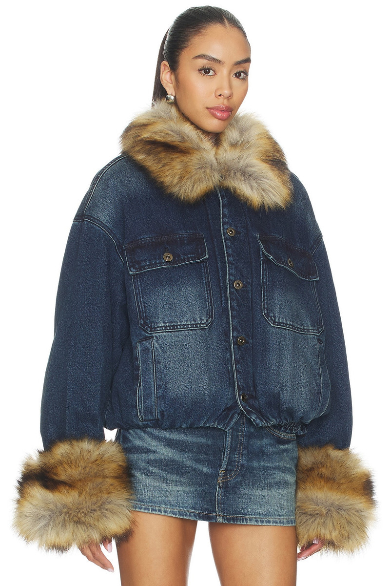We11done Faux Fur Denim Jacket outlook
