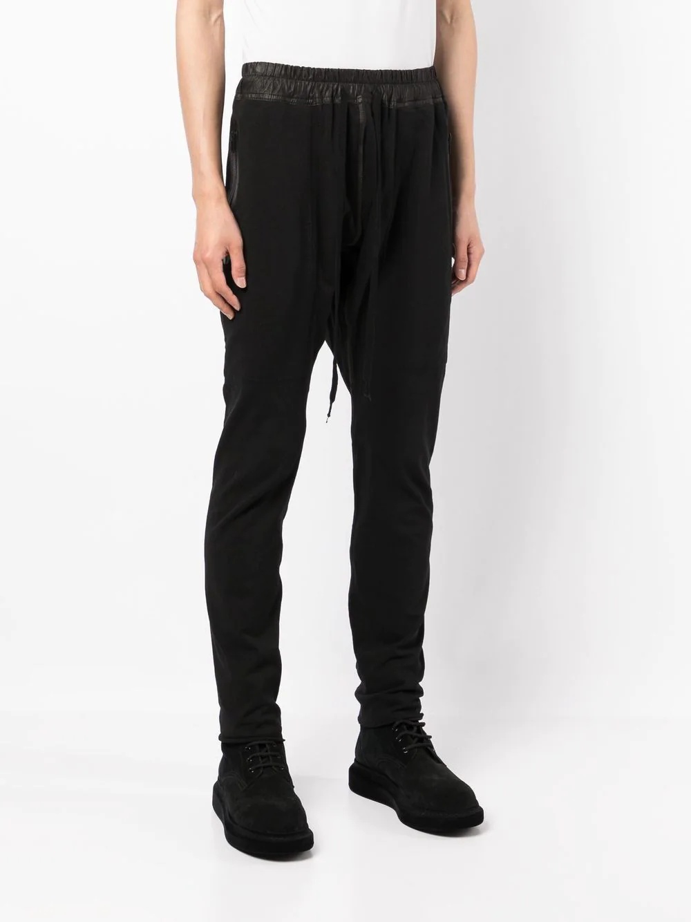 leather-panel skinny trousers - 3