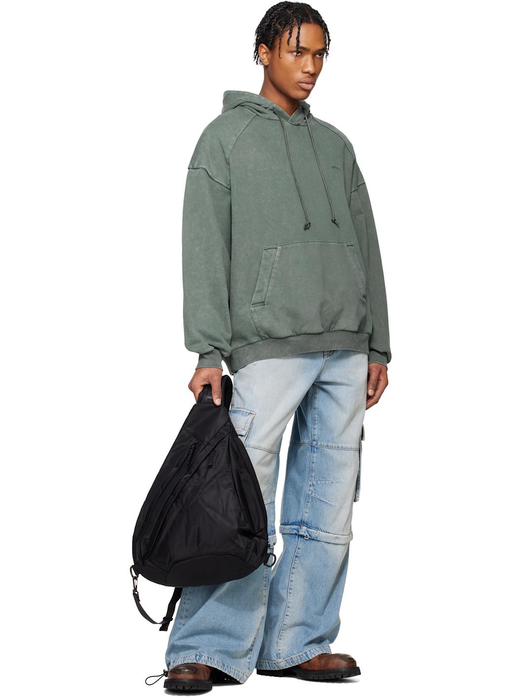 Juun. J Blue Language Lettering Embroidery Dyed Hoodie - 4