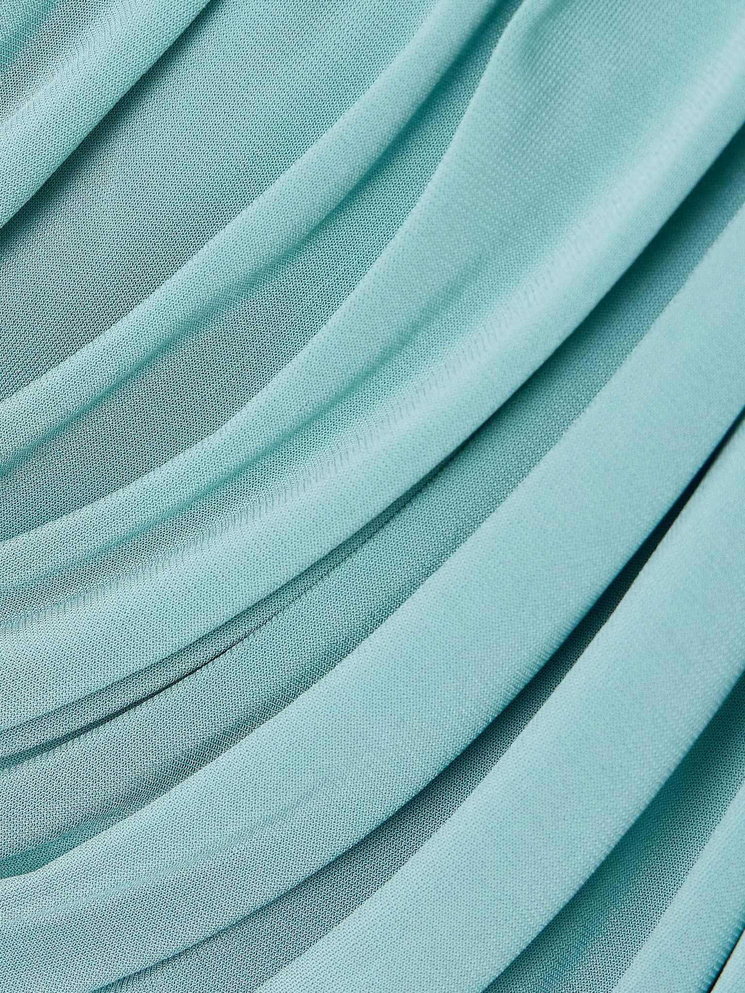 One-shoulder asymmetric cutout jersey dress Turquoise - 4