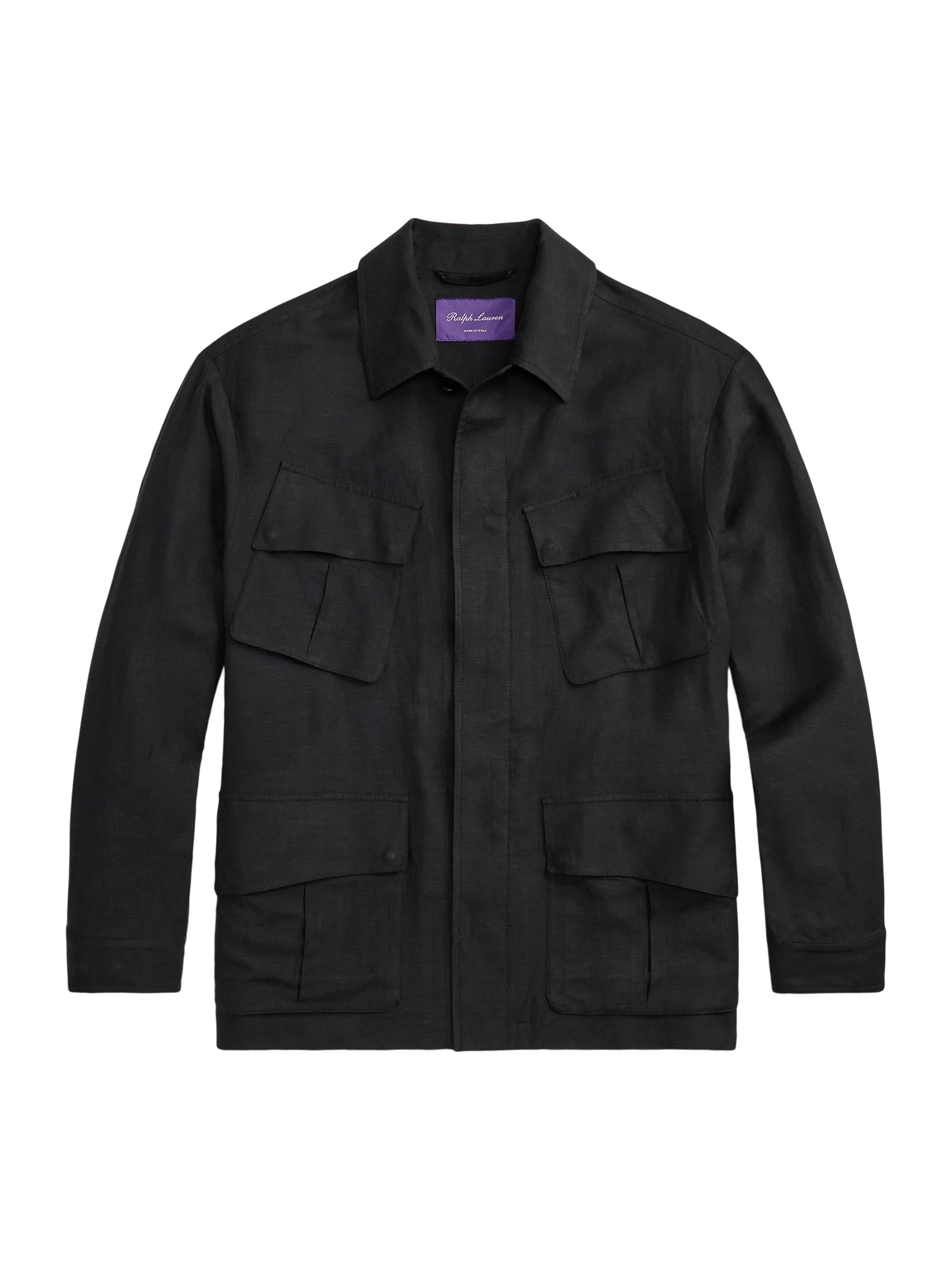 Men's Silk-Linen Field Jacket - Black - 1