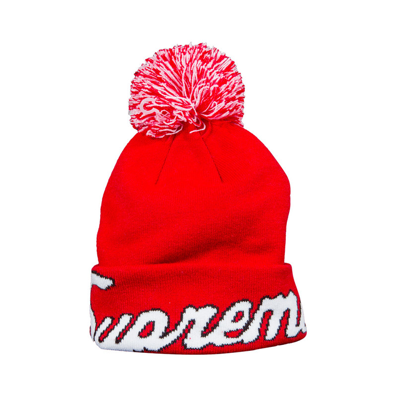 Supreme x New Era Script Beanie 'Red' - 1