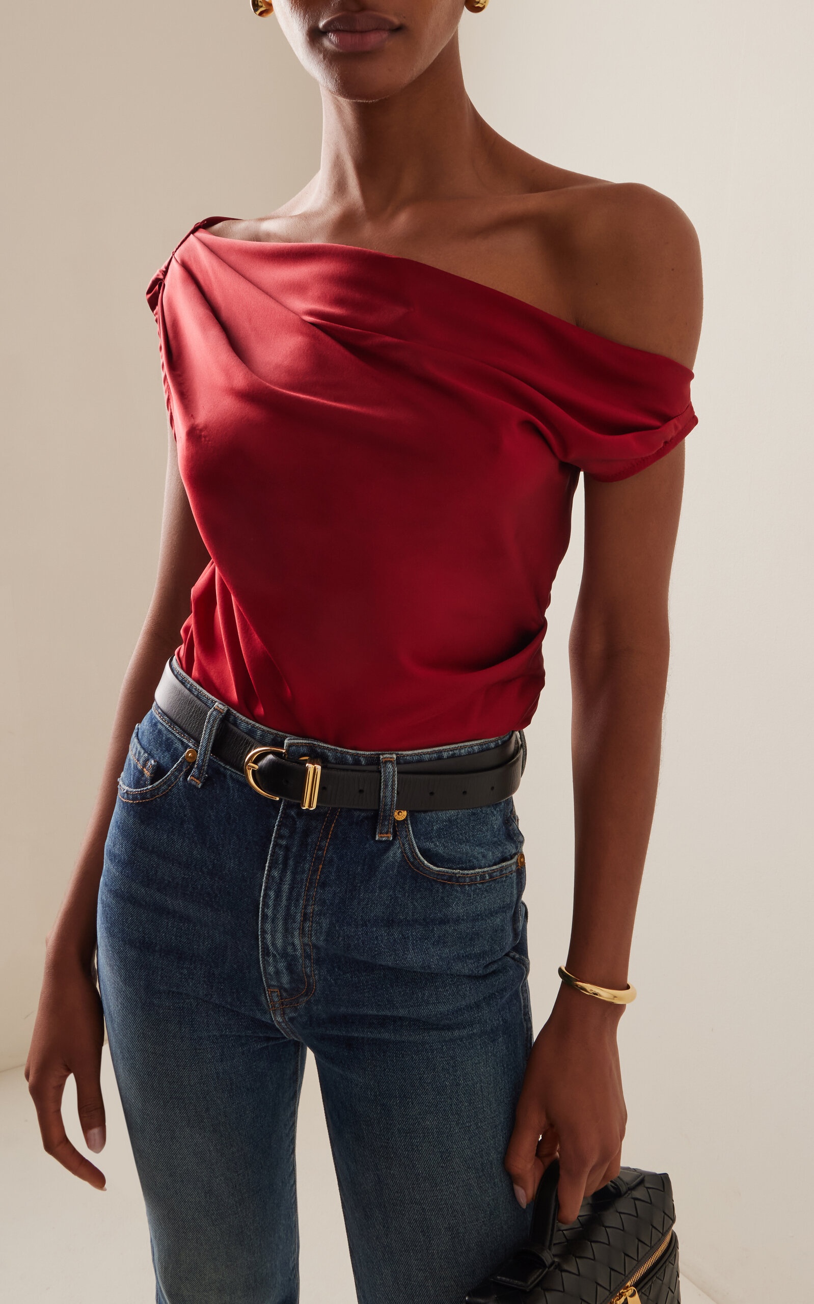 Phare Draped Stretch-Silk Top red - 3