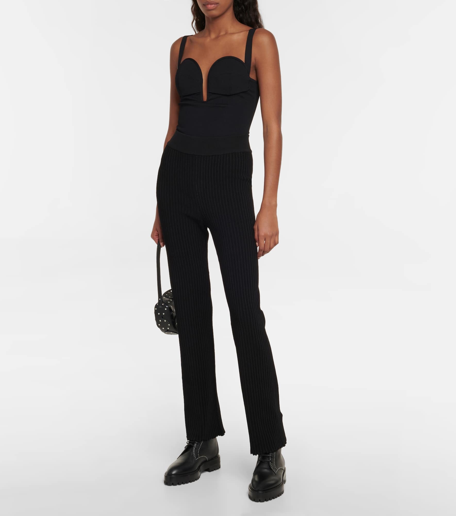 Ribbed-knit straight-leg pants - 2
