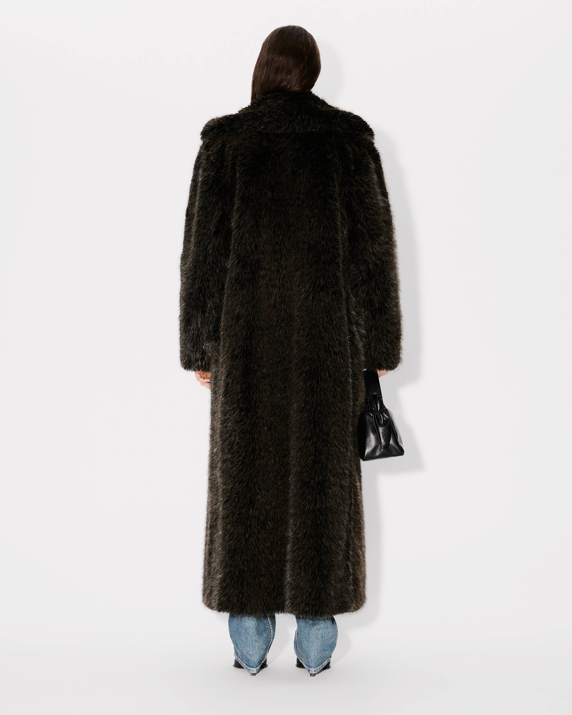 Long fake fur belted coat - 4