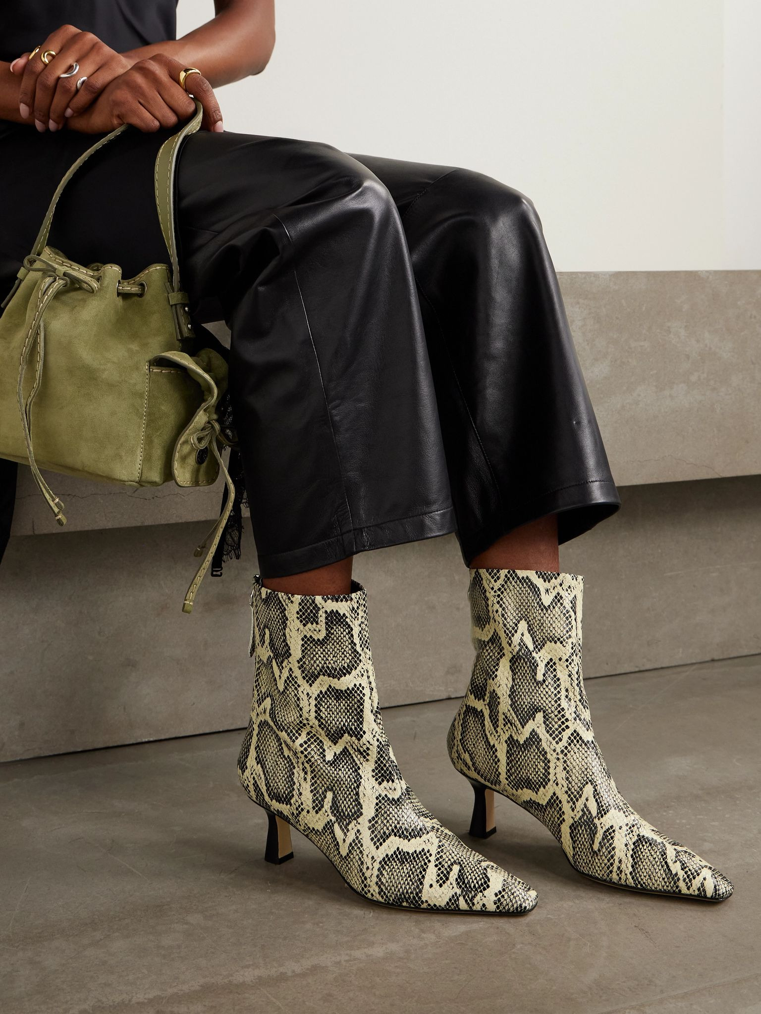 Elina snake-effect leather ankle boots Snake print - 2