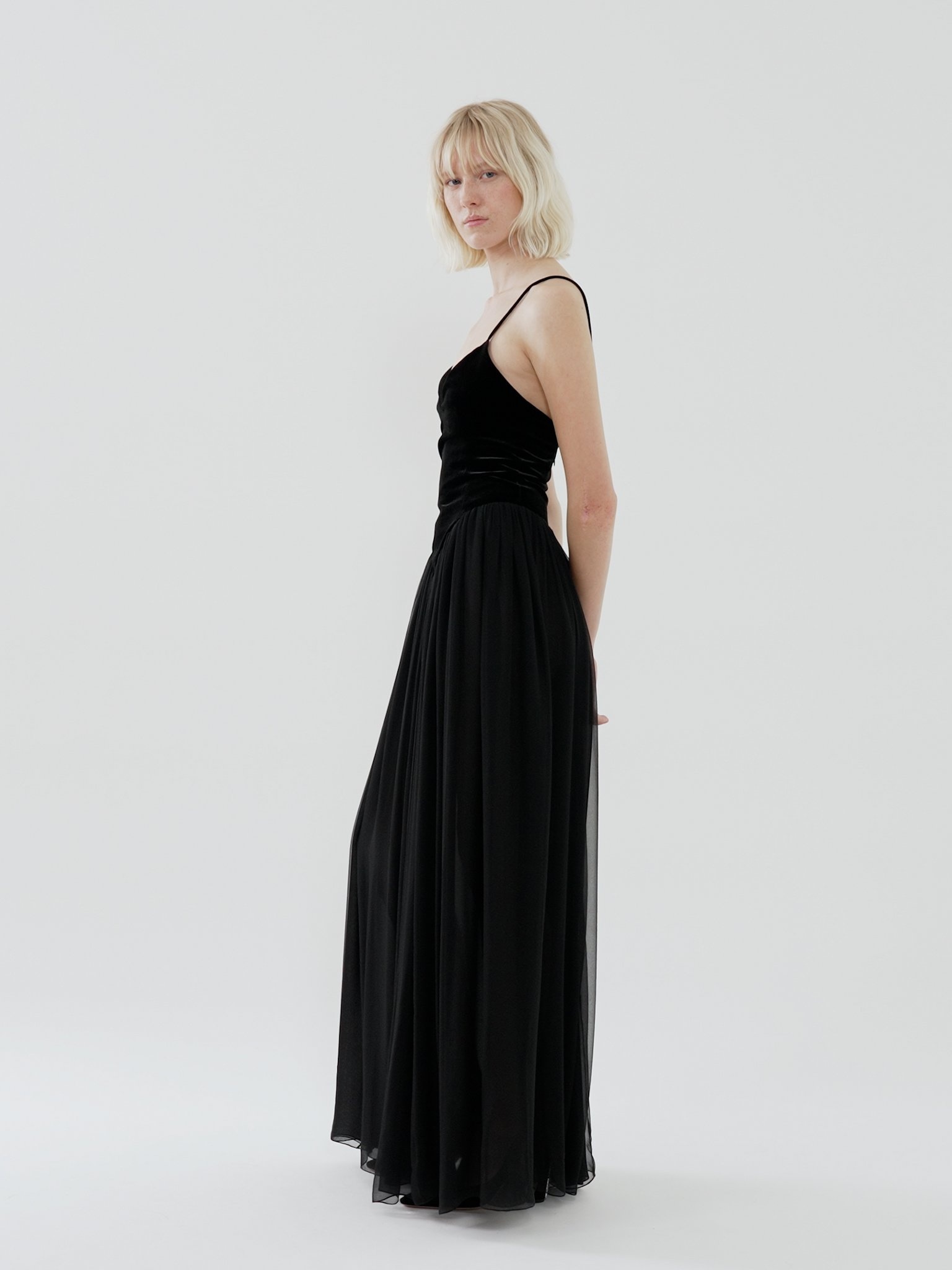 BI-MATERIAL EVENING DRESS - 5