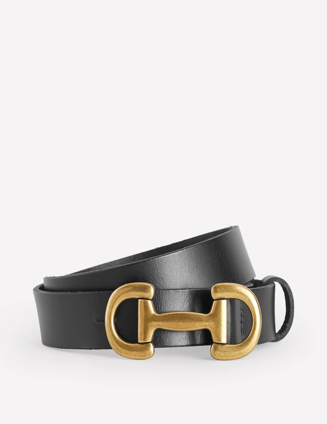 Iris Snaffle-Trim Leather Belt-Black - 1