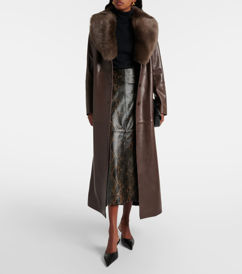 NOUR HAMMOUR Elyse snake-effect leather maxi skirt outlook