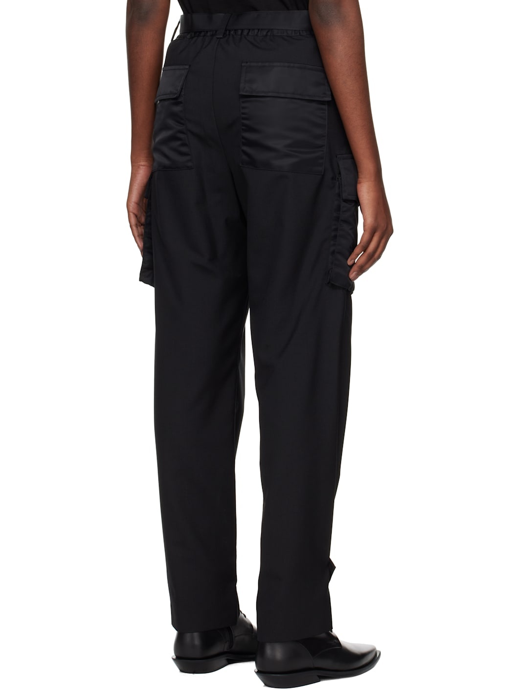 Black Suiting & Nylon Twill Trousers - 3