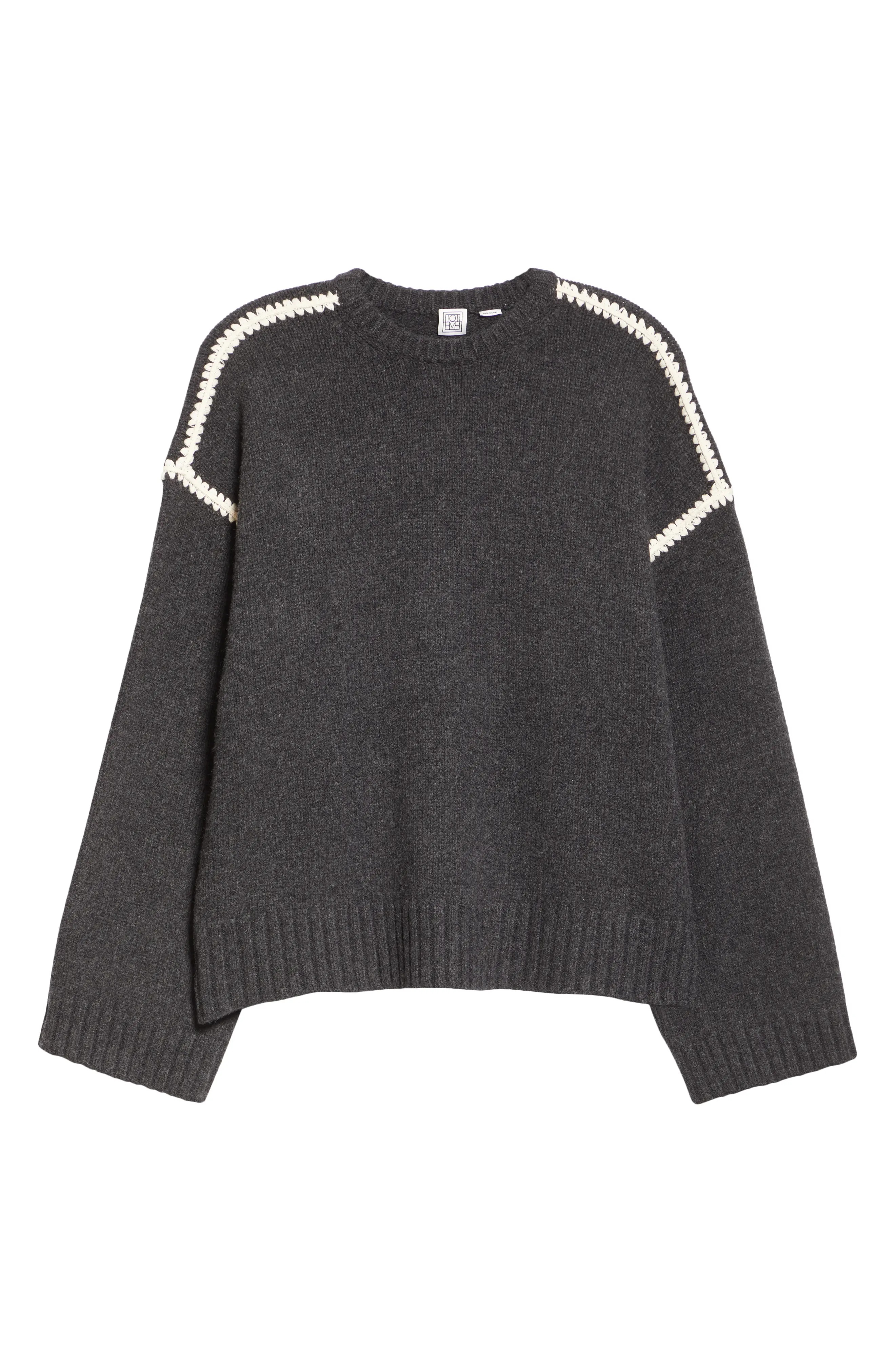 Shell Stitch Trim Wool, Cashmere & Cotton Sweater - 6