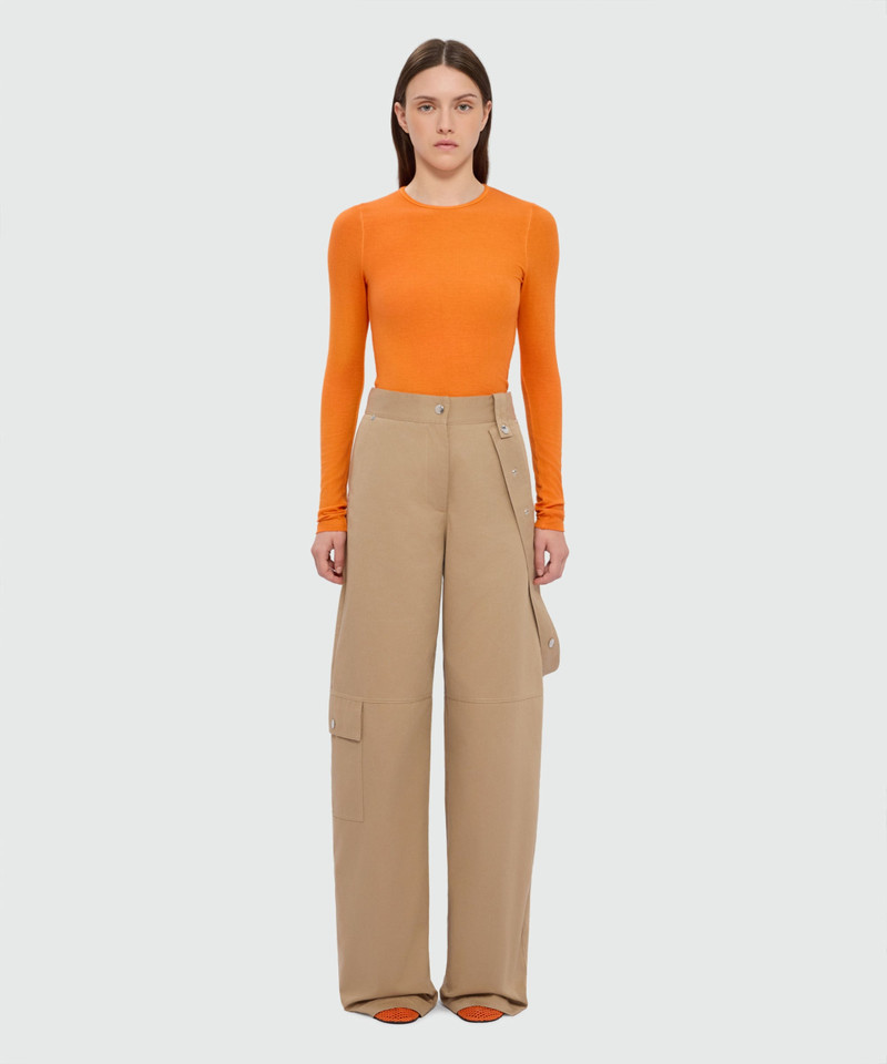 MSGM Beige cotton gabardine trousers with patch pockets on the leg outlook
